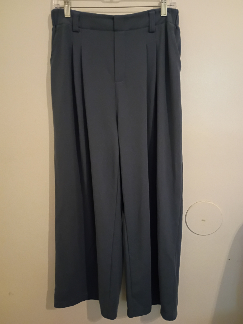 HALARA Women's Wide-Leg Pleated Pants in Charcoal Blue Sz LP